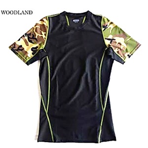 スリムフィットコンプレッションアメリカ軍タクティカルトレーニング吸汗速乾シャツ半袖レプリカ　ウッドランド　XL 商品画像