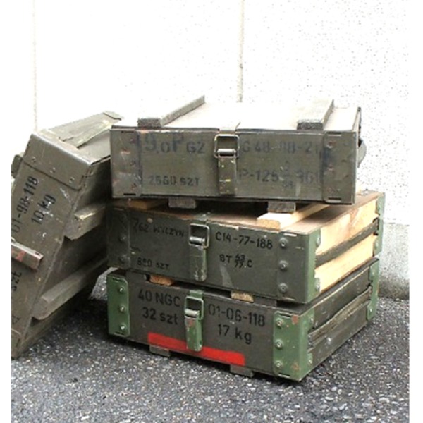 ポーランド軍放出 アンモボックス ウッドメタルフレームオリーブ中古