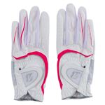 （まとめ）ブリヂストンゴルフ レディース高耐久グローブ（手袋） 両手用 WP（白／ピンク） 18cm SOFTGRIP LD15 【×2セット】