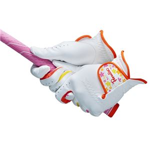 （まとめ）PARADISO レディースゴルフグローブ（手袋）（両手用） ホワイト（白） 18cm 【×2セット】 - 拡大画像