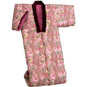 綿混わた入りかいまき布団 幅130cm×長さ185cm 日本製 ピンク (防ダニ効果) - 拡大画像