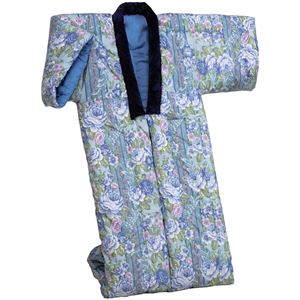綿混わた入りかいまき布団 幅130cm×長さ185cm 日本製 ブルー（青） (防ダニ効果) - 拡大画像