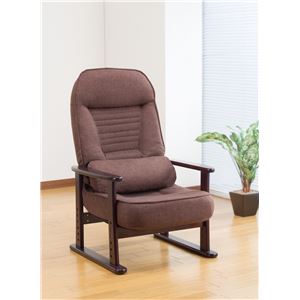 天然木低反発リクライニング高座椅子(クッション付) ブラウン【組立不要完成品】 商品画像