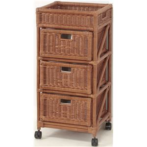 ランドリーチェスト スリム 38cm幅 3段 ブラウン