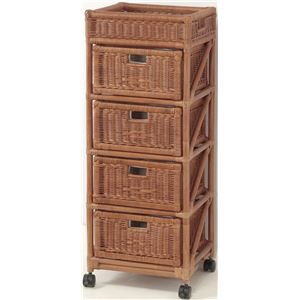 ランドリーチェスト スリム 38cm幅 4段 ブラウン