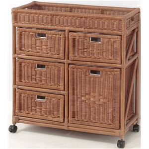 ランドリーチェスト ワイド 74cm幅 3段 ブラウン