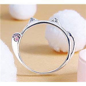 ダイヤモンド招き猫リング/指輪 【19号】 シルバー925 ダイヤモンド約0.02ct 日本製