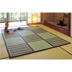 紋織 い草中敷/ラグマット 【桂ブラウン 230cm×230cm】 正方形 綿100％ 折りたたみ 通年使用 〔リビング ダイニング〕