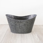 ブリキ製植木鉢 ウーノ GMシップオーバル  31x18.5x18.5cm 穴有り 2個入り