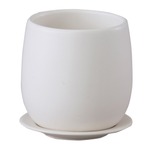 インテリアポット 陶器製植木鉢 オスト ボール マットホワイト 13cm 皿付 4個入り