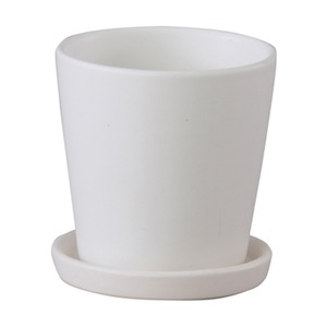 インテリアポット 陶器製植木鉢 オスト ラウンド マットホワイト 11cm 皿付 4個入り 商品画像