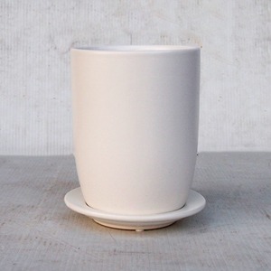 インテリアポット 陶器製植木鉢 オスト トールエッグ マットホワイト13cm 皿付 2個入り 商品画像