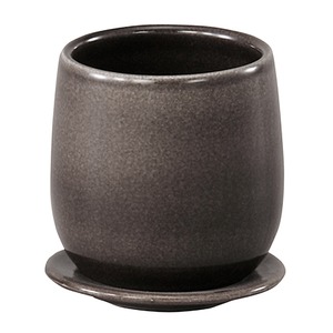 インテリアポット 陶器製植木鉢 カーム ボール グレー 17cm 皿付 2個入り 商品画像