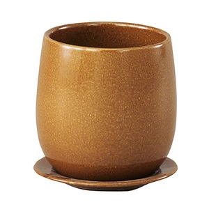 インテリアポット 陶器製植木鉢 カーム ボール イエロー 17cm 皿付 2個入り 商品画像