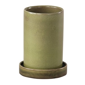 インテリアポット 陶器製植木鉢 カーム シリンダー グリーン 18cm 商品画像