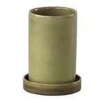 インテリアポット 陶器製植木鉢 カーム シリンダー グリーン 18cm