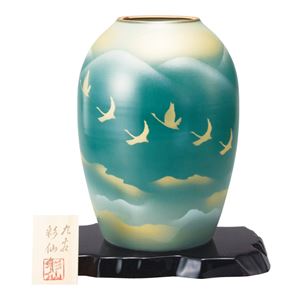 九谷焼 8号夏目花瓶 雲海に群鳥 商品画像