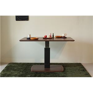 ダイニングテーブル(昇降式テーブル) 木製 幅120cm×奥行80cm 長方形 無段階調節可 ブラウン 商品画像