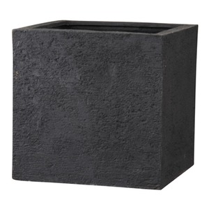 新素材ポリストーンライト リガンデ キューブ 40cm ブラック ／樹脂製植木鉢 - 拡大画像