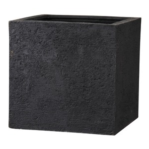 新素材ポリストーンライト リガンデ キューブ 50cm ブラック ／樹脂製植木鉢 - 拡大画像