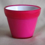 【4個入】イタリア製樹脂ポット(植木鉢/プランター) COCCO(コッコ) φ8cm/穴無し ディープピンク 〔ガーデニング用品/園芸〕