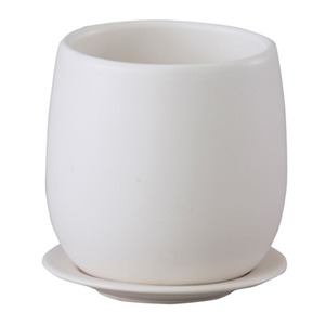 インテリアポット 陶器製植木鉢 オスト ボール マットホワイト 17cm 皿付 2個入り 商品画像