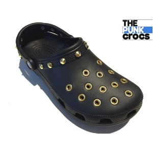 ゴールド パンク クロックス クラシック カスタム 黒 金 ブラック crocs サンダル 22cm(M4/W6)