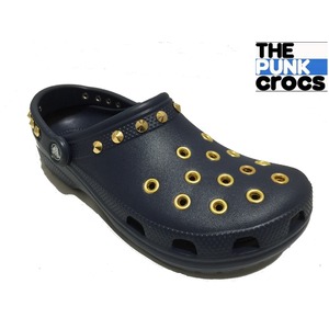 ゴールド パンク クロックス クラシック カスタム 濃紺金 ネイビー crocs サンダル 22cm(M4/W6)