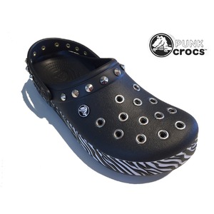 アニマルゼブラ パンク クロックス クラシック カスタム 黒 crocs サンダル 22cm(M4/W6)