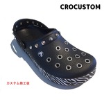 アニマルゼブラ パンク クロックス クラシック カスタム 黒 crocs サンダル 29cm(M11)