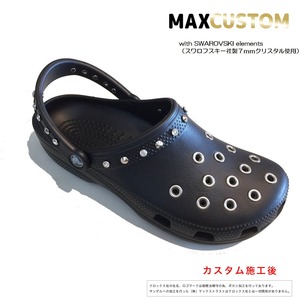 クロックス スワロフスキーｘパンク カスタム黒 ブラック crocs custom SWAROVSKIxPunk 27cm(M9/W11) - 拡大画像
