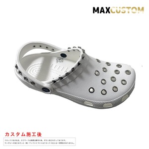 クロックス 改 パンク カスタム 白 crocs 改 クラシック（ケイマン） クロッグ サンダル【クロカスタム】 22cm(M4/W6)