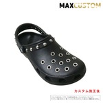 クロックス 改 パンク カスタム 黒 crocs 改 クラシック（ケイマン） ブラック クロッグ サンダル【クロカスタム】 22cm(M4/W6)