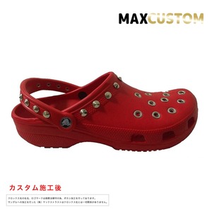 クロックス パンク カスタム 赤 crocs custom クラシック(ケイマン) レッド クロッグ サンダル 23cm(M5/W7)