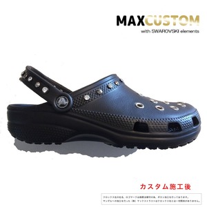 クロックス スワロフスキーxパンク カスタム黒 ブラック crocs custom SWAROVSKIxPunk 23cm(M5/W7)
