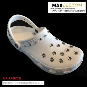 クロックス スワロフスキーxパンク カスタム 白 ホワイト crocs custom SWAROVSKIxPunk 29cm(M11)
