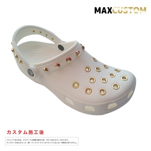 クロックス パンク カスタム 純金メッキ加工 白 crocs custom クラシック(ケイマン) クロッグ サンダル 22cm(M4/W6)