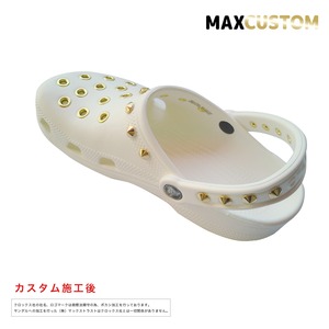 クロックス パンク カスタム 純金メッキ加工 白 crocs custom クラシック(ケイマン) クロッグ サンダル 22cm(M4/W6)