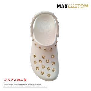 クロックス パンク カスタム 純金メッキ加工 白 crocs custom クラシック(ケイマン) クロッグ サンダル 23cm(M5/W7)