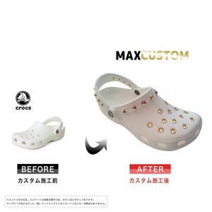 クロックス パンク カスタム 純金メッキ加工 白 crocs custom クラシック(ケイマン) クロッグ サンダル 24cm(M6/W8)