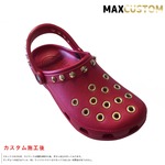 クロックス パンク カスタム 純金メッキ加工 赤 レッド crocs custom クラシック(ケイマン) クロッグ サンダル 23cm(M5/W7)