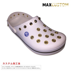 クロックス クロックバンド パンク カスタム 白 ホワイト 純金メッキ加工 crocs custom crocband クロッグ サンダル 28cm(M10/W12)