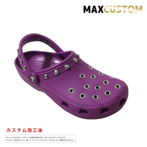 クロックス パンク カスタム 紫 crocs custom クラシック（ケイマン） クロッグ サンダル 22cm(M4/W6)