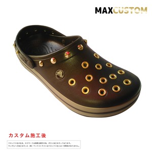 クロックス クロックバンド パンク カスタム 茶 espresso 純金メッキ加工 crocs custom crocband クロッグ サンダル 25cm(M7/W9)