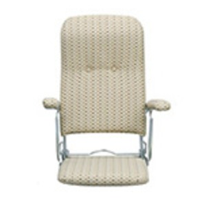 折りたたみ座椅子 3段リクライニング/肘掛け 日本製 ベージュ 【完成品】 - 拡大画像
