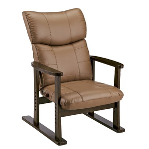 スーパーソフトレザー高座椅子/リクライニングチェア 【ブラウン】 張地:合成皮革/合皮 肘付き ハイバック 日本製 『大河』 商品画像