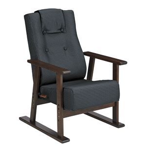腰をいたわる高座椅子/リクライニングチェア 【ブラック】 座面高さ4段階調整 肘付き ハイバック 日本製 商品画像