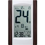 日めくり電波時計(置時計/壁掛け兼用) デジタル表示 木枠 アラーム/スヌーズ機能/温湿度表示 KW9256