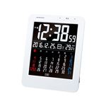 カラーカレンダー付き電波時計(デジタル置時計/卓上時計) アラーム温度表示付き KW9292