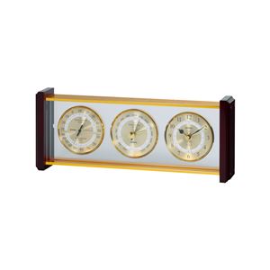 スーパーEX気象計・時計(置時計/壁掛け兼用) アナログ表示 スケルトンタイプ 気圧計付き 計器90度回転可 EX-743